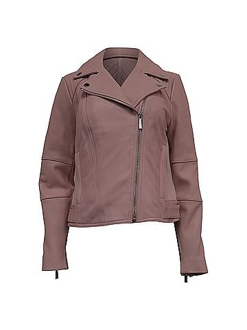 Michael Kors Michael Michael Kors Biker Jacket in Pink Leather (view 1)