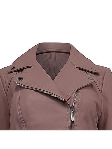 Michael Kors Michael Michael Kors Biker Jacket in Pink Leather (view 2)
