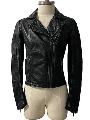 Michael Kors Fitted cropped Leather Jacket (view 1)