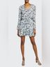 Veronica Beard 100% Silk Floral Blue White Black Gray Casual Dress Size 8 - photo 4