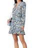Veronica Beard 100% Silk Floral Blue White Black Gray Casual Dress Size 8 - photo 1