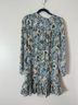 Veronica Beard 100% Silk Floral Blue White Black Gray Casual Dress Size 8 - photo 5