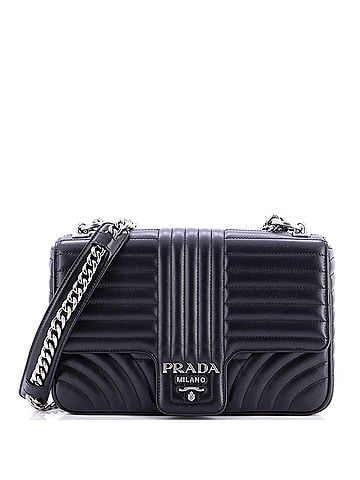 Prada Chain Flap Shoulder Bag Diagramme Quilted Leather Large (view 1)