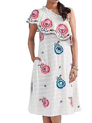 Anthropologie embroidered one-shoulder  Casual Dress (view 1)
