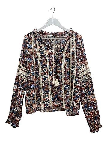 Sundance Sundance Boho Peasant Blouse Floral Paisley Tassel Neck Size S Long Sleeve Blouse (view 1)