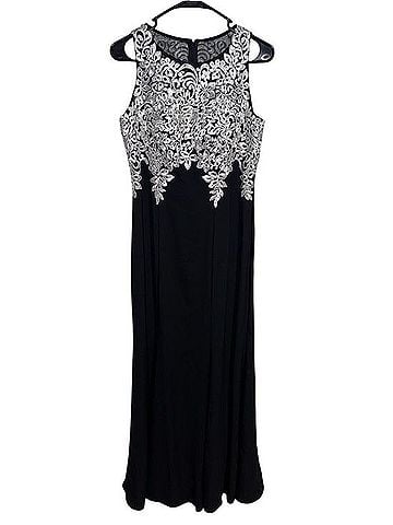 Alex Evenings Crepe Gown with Sequin Lace Appliques Cocktail Dress (view 1)