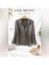 Lane Bryant 100% Polyester Solid Gray Black Long Sleeve Button-Down Shirt Size 14 - photo 3