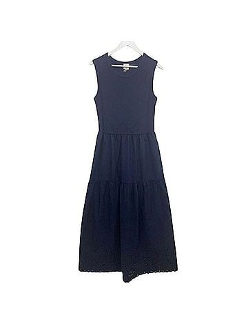 Joie Joie Navy Blue Tiered Dress Size L Casual Dress (view 1)