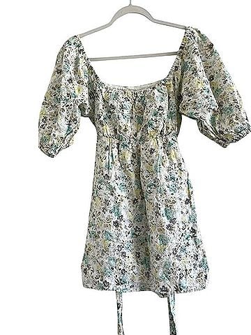 Minkpink Square Neck Puff-Sleeve Eyelet Dress Casual Dress (view 2)