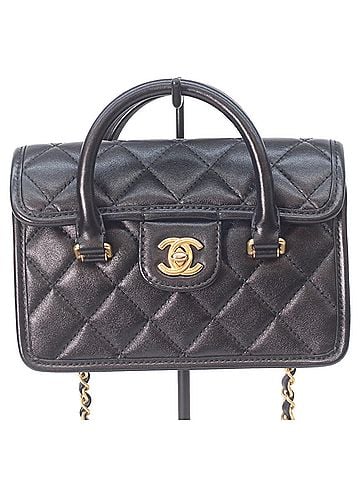 Chanel CHANEL 25AW Black Lambskin Gold Hardware Matelassé 2-Way Mini Flap Chain Handle Bag Shoulder Women's (view 1)