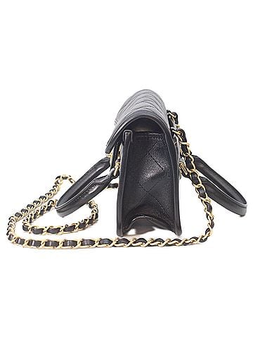 Chanel CHANEL 25AW Black Lambskin Gold Hardware Matelassé 2-Way Mini Flap Chain Handle Bag Shoulder Women's (view 2)