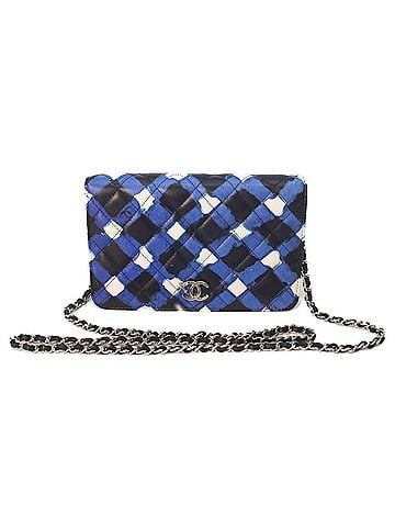 Chanel CHANEL A82438 Airline Silver Hardware Carrying Floss Chain Wallet Shoulder Bag Blue Women's (view 1)