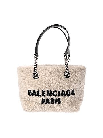 Balenciaga BALENCIAGA Duty-Free Small Tote Bag, White/Black, 759941, Women's, Boa Leather A Rank, Used, Ginzo (view 2)