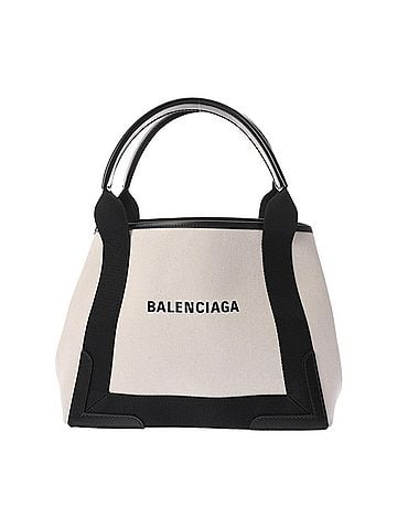 Balenciaga BALENCIAGA Navy Cabas S White Black 339933 Women's Canvas Leather Handbag A Rank Used Ginzo (view 2)