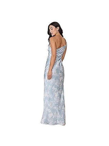 REVELRY Jade Satin Floral Print Dress Cocktail Dress (view 2)