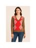 IZOD 100% Cotton Argyle Brown Pink Red Pullover Sweater Size M - photo 4