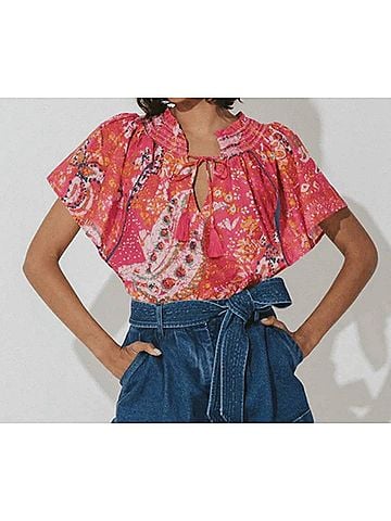 Cleobella Ayaz Blouse in Hibiscus (view 2)