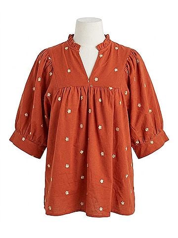 Entro Vintage Blossom Top in Red (view 1)