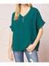 Entro Green Solid V-Neck Top in Hunter Green Size 2X - photo 2
