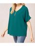 Entro Green Solid V-Neck Top in Hunter Green Size 2X - photo 4