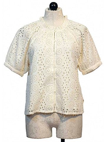 Cleobella Women's Kate Eyelet Blouse in Ivory (view 1)