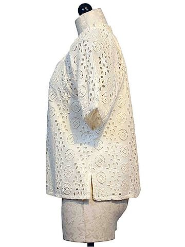 Cleobella Women's Kate Eyelet Blouse in Ivory (view 2)