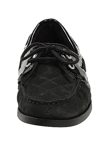 Sebago Women's Coast Two Eye Quilted Boat Shoes in Black (view 2)