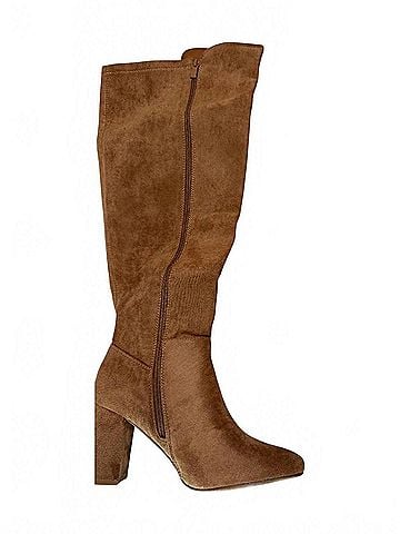 Top Moda Women's Wide Calf Suede Knee High Boots in Camel (view 1)