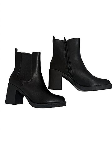 Top Moda Women's Leather Brown Toe Bootie in Black Black (view 2)
