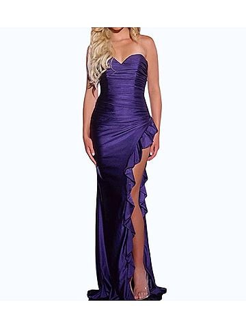 Jovani Liv Long Formal Prom Dress in Purple (view 2)