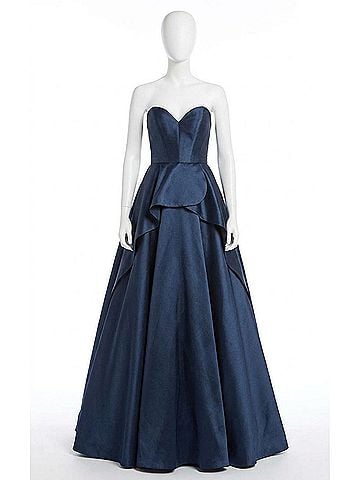 Jovani Jovani Strapless Ballgown With Peplum in Navy (view 1)