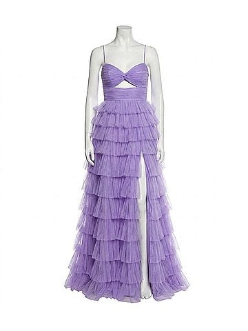 Jovani Ruffled Tulle Prom Dress in Purple (view 1)