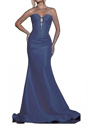 Jovani Strapless Sweetheart Neckline Gown in Indigo Color Slightly Different Than Photo (view 2)