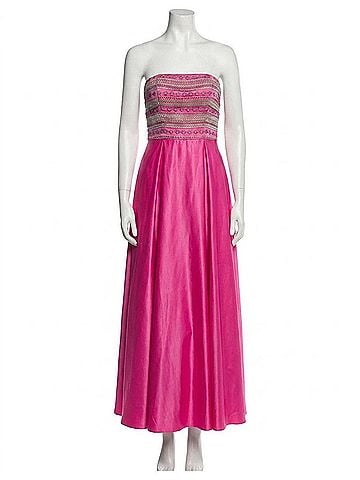 Jovani Embellished Strapless Ballgown in Hot Pink (view 1)