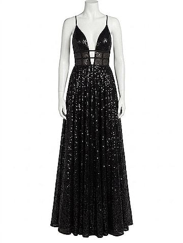 Jovani Sequin Ballgown in Black (view 1)
