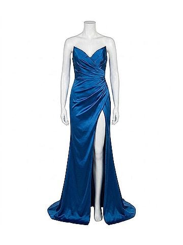 Jovani Averi Long Formal Prom Dress Gown in Blue (view 1)