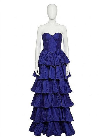 Jovani Strapless Tiered Dress in Purple (view 1)