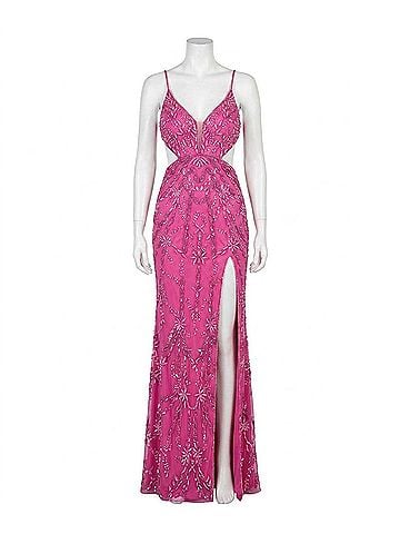 Jovani Emery Long Formal Prom Dress Gown in Magenta (view 1)