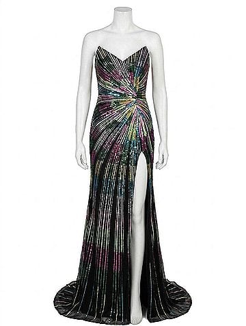 Jovani Disco Long Formal Prom Dress Gown in Black (view 1)
