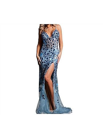 Jovani Cut Glass Embellished Prom Dress in Light Blue (view 2)
