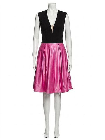 Jovani A-Line Cocktail Dress in Black/Fuchsia (view 1)