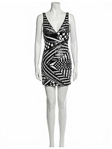 Jovani Embellished V-Shaped Cocktail Dress in Black/White (view 1)