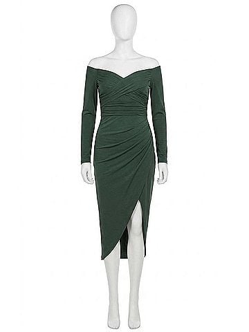 Jovani Ruched Evening Dress in Emerald (view 1)