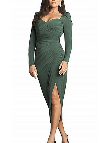 Jovani Ruched Evening Dress in Emerald (view 2)