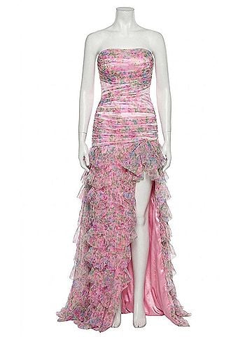 Jovani Sleeveless A-Line Gown With Ruffled Overlay in Pink/Print (view 1)