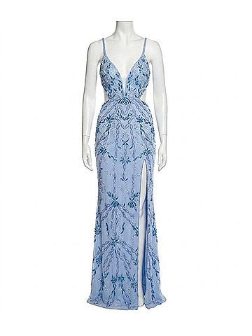 Jovani Emery Long Formal Prom Dress in Periwinkle (view 1)