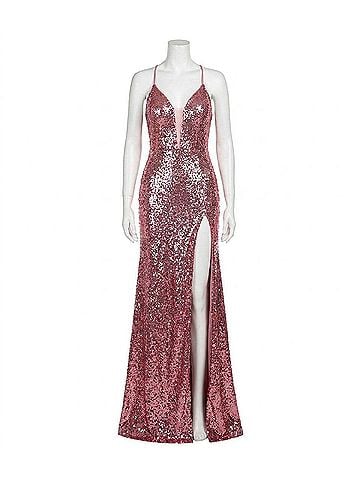 Jovani Adrienne Long Formal Prom Dress Gown in Pink (view 1)