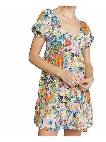 Entro Stella Puff Sleeve Dress in Floral Multi (view 2)