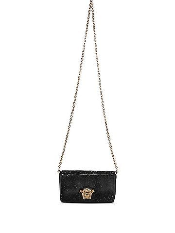 Versace Women's Embelished With Golden Closure Clutch Bag in Black (view 1)