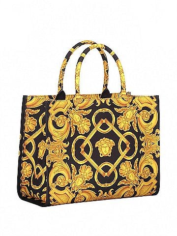 Versace Women's Medusa Barocco Canvas Tote Bag in Black (view 1)